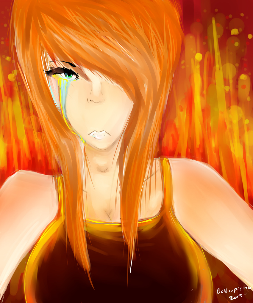 2013 crying eye female fire-background flames goldenpichu invalid_color sad