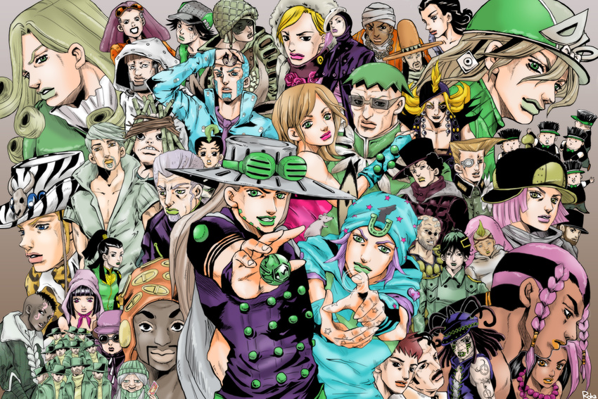 6+girls andre_boomboom axl_ro bad_source benjamin_boomboom blackmore character_request diego_brando disco_(sbr) doctor_ferdinand eleven_men_(sbr) everyone fritz_von_stroheim funny_valentine gregorio_zeppeli gyro_zeppeli higashikata_norisuke highres hot_pants_(sbr) johnny_joestar jojo_no_kimyou_na_bouken kurohara_(roha_nes) l._a._boomboom lucy_steel magenta_magenta mike_o. mountain_tim mrs._brando_(sbr) multiple_boys multiple_girls oyecomova pocoloco pork_pie_hat_kid ringo_roadagain sandman_(sbr) scarlet_valentine steel_ball_run steven_steel sugar_mountain urmd_abdul wekapipo