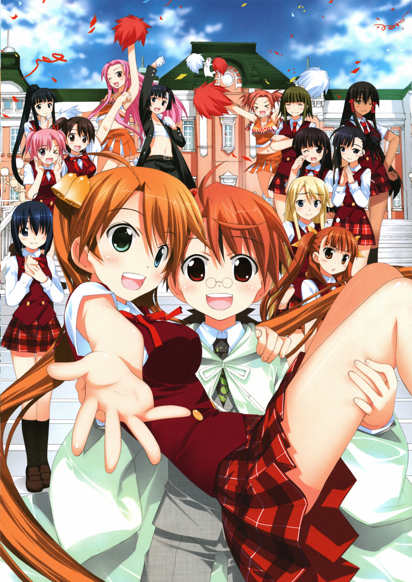 absurdres akashi_yuuna cheerleader fujima_takuya highres kagurazaka_asuna kakizaki_misa konoe_konoka kugimiya_madoka mahou_sensei_negima mahou_sensei_negima! miyazaki_nodoka nagase_kaede negi_springfield ookouchi_akira sakurazaki_setsuna sasaki_makie school_uniform shiina_sakurako tatsumiya_mana yukihiro_ayaka