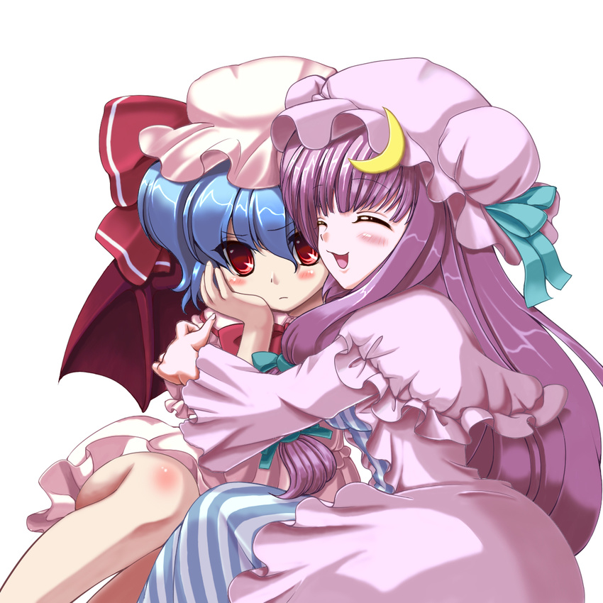 bad_id bad_pixiv_id banned_artist colorized highres hug konomi_(kino_konomi) multiple_girls patchouli_knowledge remilia_scarlet touhou vi_(ena0930)