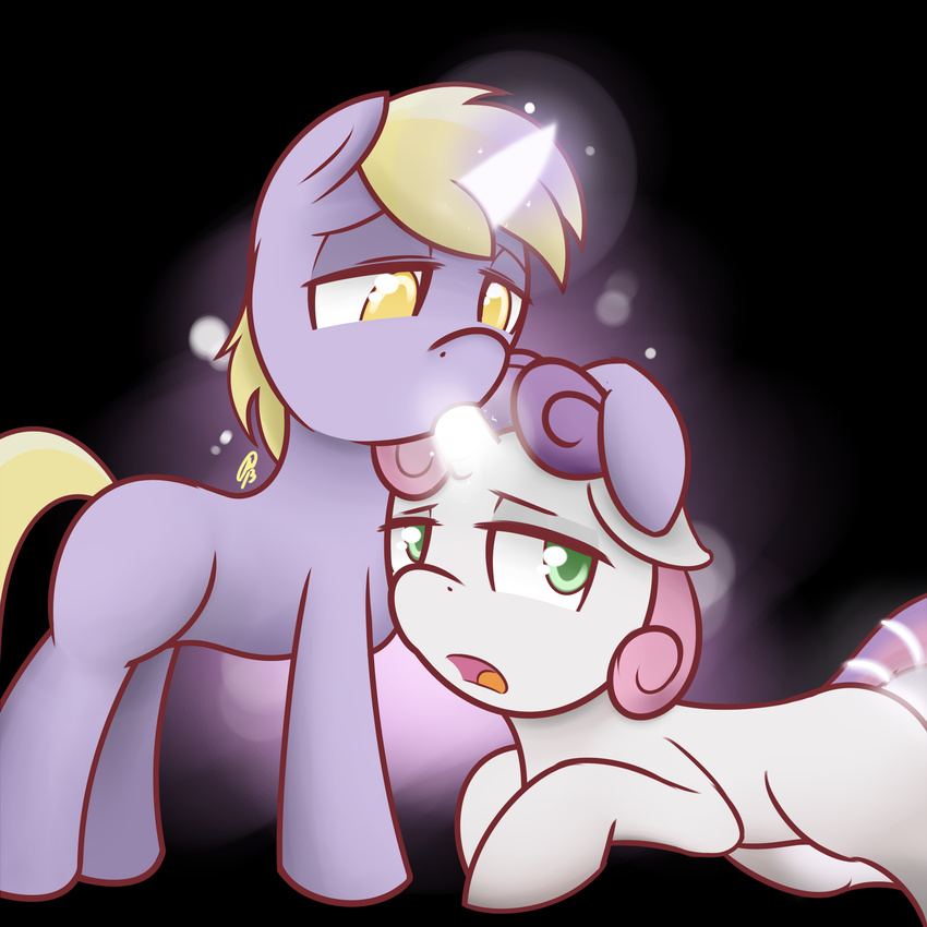 cub dinky_hooves_(mlp) equine female feral friendship_is_magic fur green_eyes grey_fur hair half-closed_eyes horn hornjob lesbian mammal my_little_pony open_mouth oral ppdraw purple_hair sucking sweetie_belle_(mlp) two_tone_hair unicorn white_fur yellow_eyes young