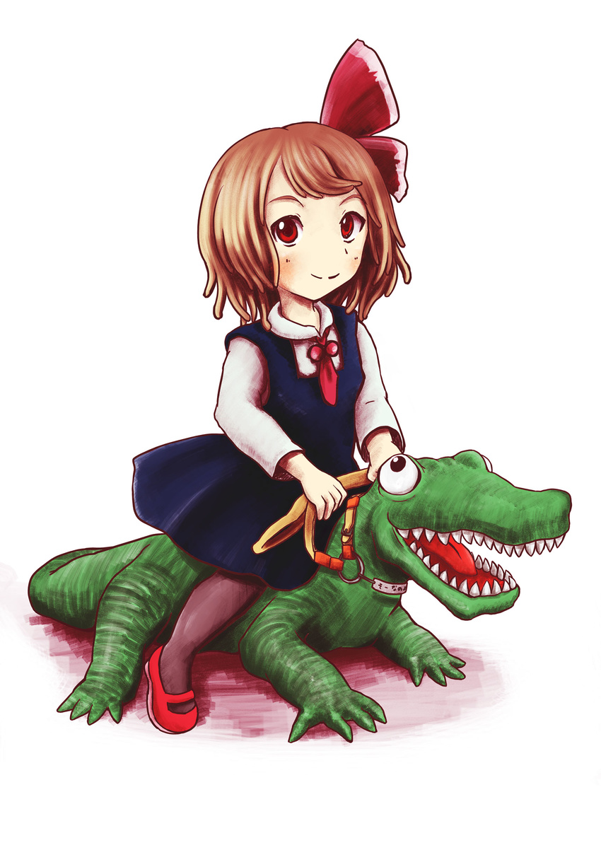 absurdres crocodile crocodilian highres pantyhose riding rumia solo touhou usiedo_akatuki