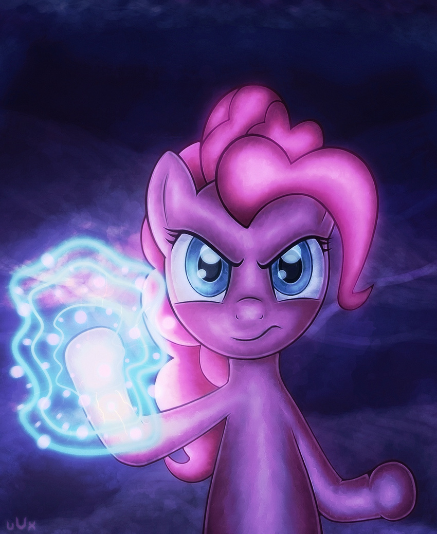 blue_eyes dragon_ball dragon_ball_z equine female feral friendship_is_magic fur hair hatecreation horse mammal my_little_pony parody pink_fur pink_hair pinkie_pie_(mlp) pony signature solo spirit_bomb uvx