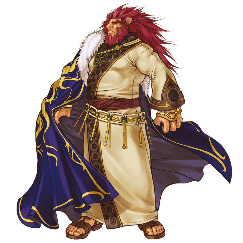 caineghis fire_emblem fire_emblem:_akatsuki_no_megami fire_emblem:_souen_no_kiseki highres kita_senri long_hair male_focus official_art orange_eyes red_hair sandals solo