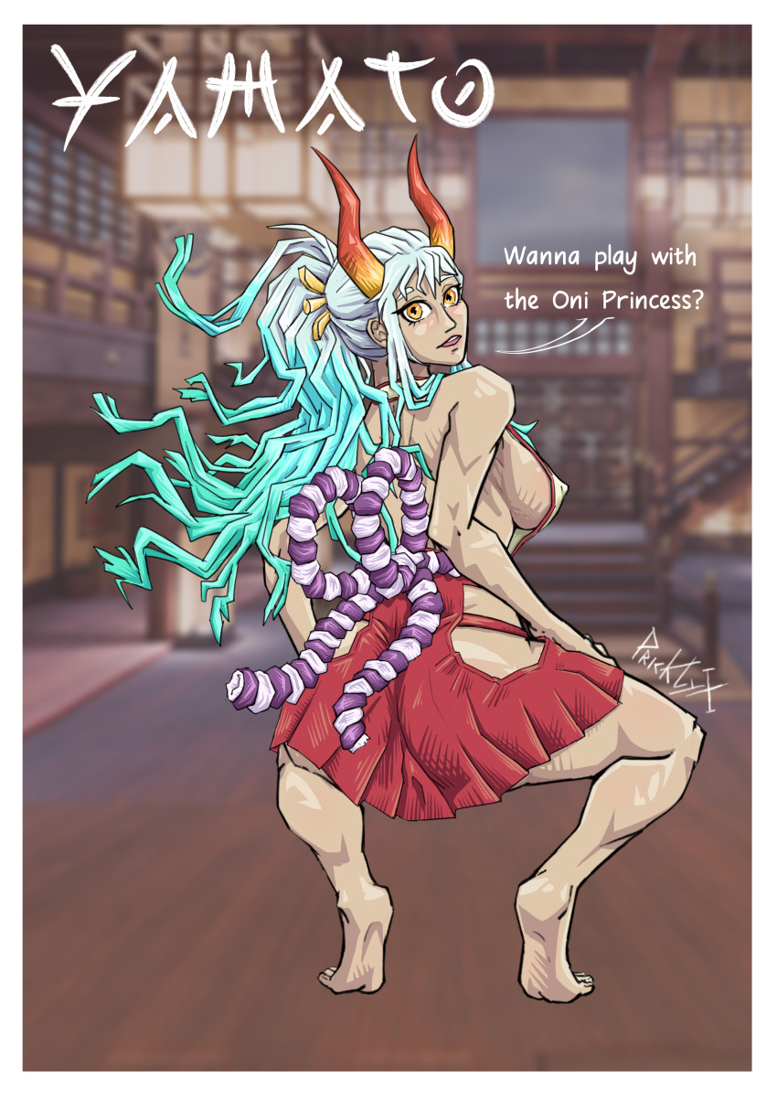 1 absurd_res asian_mythology butt clothed clothing demon east_asian_mythology female food fruit hi_res human japan japanese_mythology mammal mythology one_piece oni piece plant pricklyx princess royalty samurai solo warrior yamato yamato_(one_piece) yokai zoan