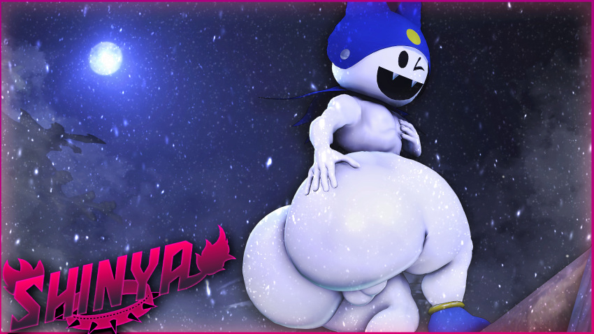 18+_adults_only_sign 3d_(artwork) atlus big_butt butt digital_media_(artwork) hi_res jack_frost_(megami_tensei) male male/male megami_tensei monster presenting sega shinyagaia snow solo source_filmmaker thick_thighs