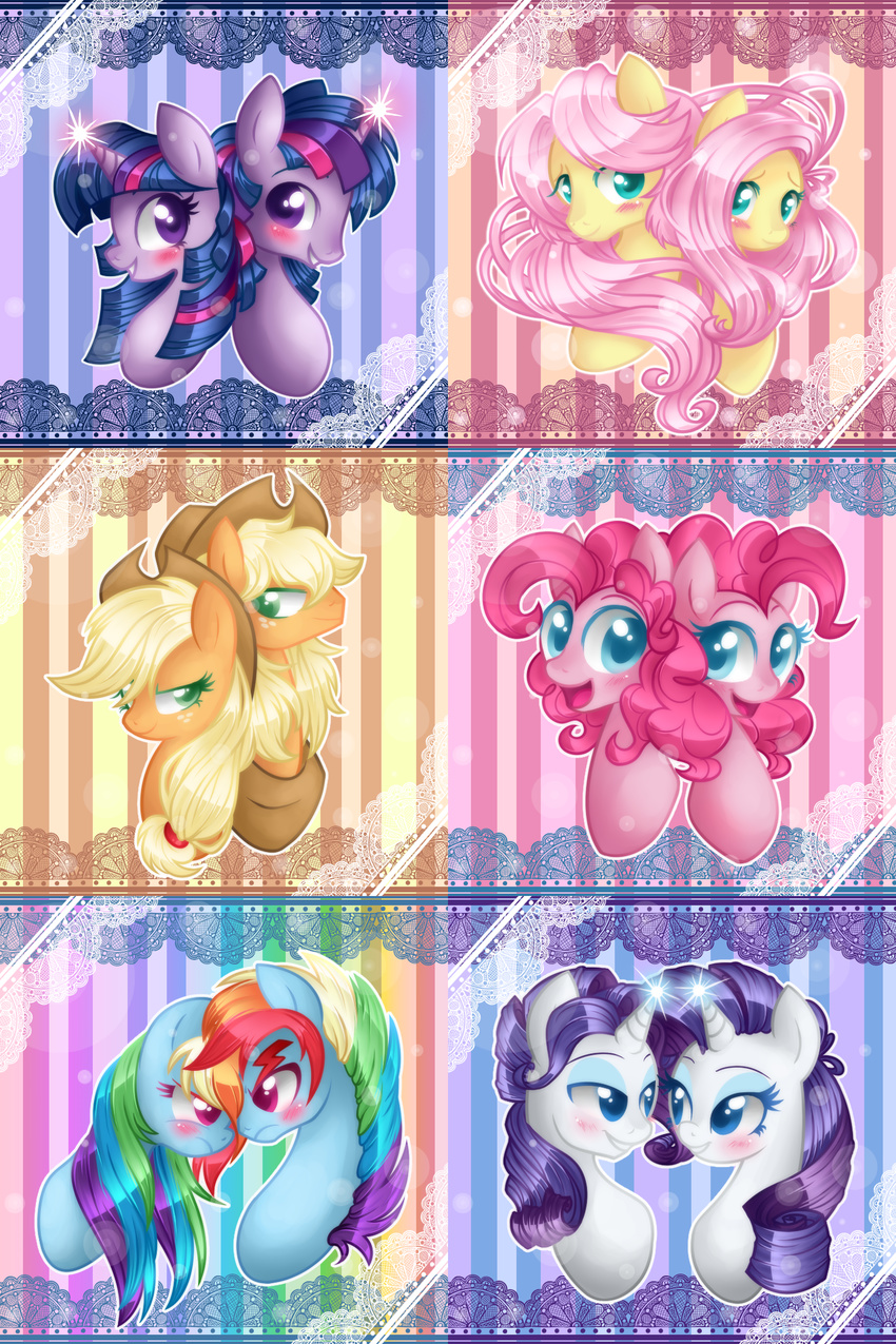 angry applejack_(mlp) blonde_hair blue_eyes blush cowboy_hat crossgender detailed_background equine eye_contact female feral fluttershy_(mlp) freckles friendship_is_magic fur green_eyes group hair hat horn horse luminairous magic male mammal multi-colored_hair my_little_pony open_mouth orange_fur pegasus pink_fur pink_hair pinkie_pie_(mlp) pony purple_eyes purple_fur purple_hair rainbow_dash_(mlp) rainbow_hair rarity_(mlp) red_eyes smile sparkles square_crossover stripes tongue twilight_sparkle_(mlp) unicorn white_fur wings yellow_fur