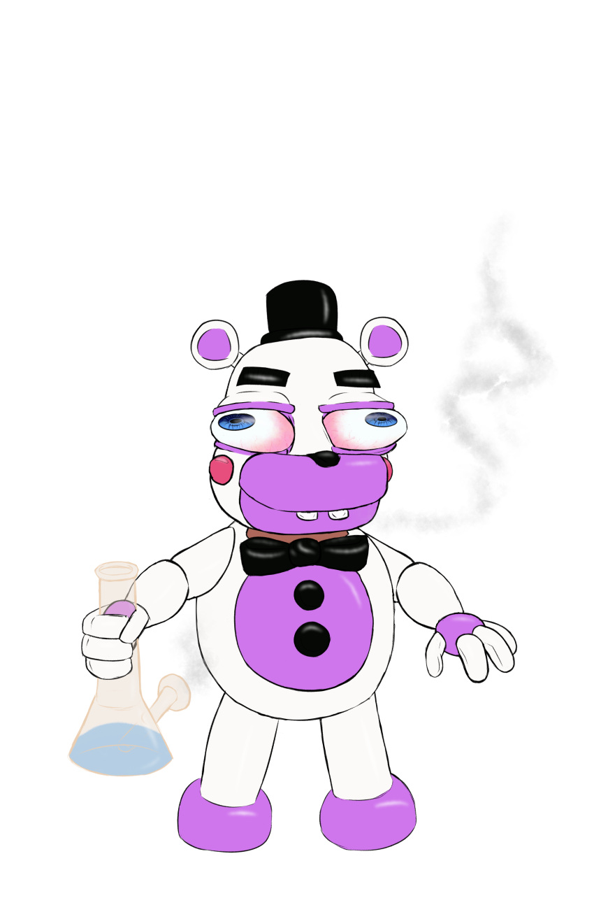 absurd_res animatronic anthro bear bloodshot_eyes bong bow_tie buckteeth bulging_eyes button_(fastener) clothing drugs fiteme_m8 five_nights_at_freddy's fnaf_vr_help_wanted hat headgear headwear helpy_(fnaf) hi_res machine male mammal marijuana pipe robot scottgames smoke smoke_from_mouth solo teeth top_hat