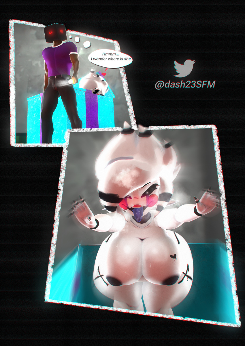 3d_(artwork) absurd_res black_nipples cally3d clazzey comic cryptiacurves dash23 digital_media_(artwork) duo fazclaire's_nightclub female five_nights_at_freddy's five_nights_at_freddy's_2 fredina's_nightclub hair hi_res human humanoid male male/female mammal marie_(cally3d) marie_(cryptia) marionette_(fnaf) nipples scottgames source source_filmmaker white_body white_hair