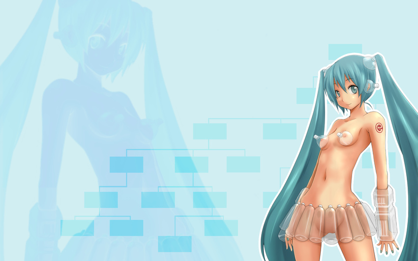 ao_usagi aqua_eyes aqua_hair blue breasts hatsune_miku long_hair navel nipples photoshop tattoo twintails uncensored vocaloid zoom_layer