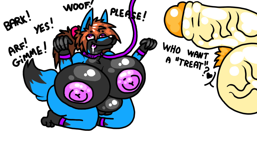 anthro balls barking big_balls big_breasts big_butt big_penis bodily_fluids breasts butt canid canine canis collar dahliathefox drooling duo elysios_(elysios) female genitals hi_res huge_balls huge_breasts huge_butt huge_penis hyper hyper_balls hyper_breasts hyper_butt hyper_genitalia hyper_penis leach male male/female mammal penis pubes saliva saliva_on_tongue slutty_face text vein veiny_balls veiny_penis wolf wolfy_(dahliathefox)