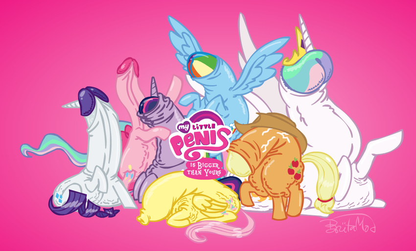 applejack_(mlp) balls brutamod cutie_mark equine erection female fluttershy_(mlp) friendship_is_magic group horn male mammal my_little_pony pegasus penis penis_creature penis_everywhere pinkie_pie_(mlp) princess princess_celestia_(mlp) rainbow_dash_(mlp) rarity_(mlp) royalty twilight_sparkle_(mlp) uncut unicorn what what_has_science_done winged_unicorn wings