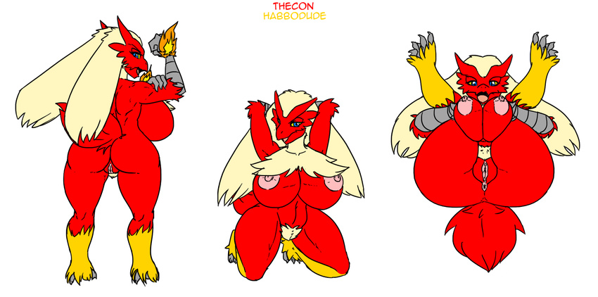 anthrofied anus avian big_breasts big_butt blaziken breasts butt female fire habbodude nintendo nipples non-mammal_breasts pok&#233;mon pok&#233;morph pok&eacute;mon pose pubes pussy seductive solo thecon video_games