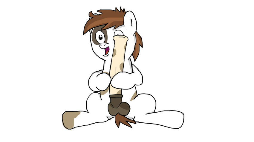 balls brown_hair equine erection friendship_is_magic fur hair horse jbond male mammal my_little_pony penis pipsqueak_(mlp) plain_background pony solo white_background white_fur young