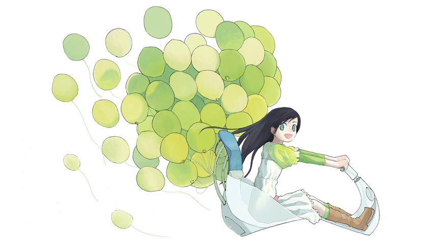 balloon black_hair copyright_request long_hair riding shuzoku_fumei solo