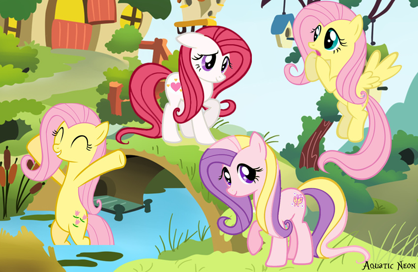 crossover cutie_mark equine female feral fluttershy_(mlp) friendship_is_magic group horse mammal my_little_pony pegasus pony posey_(mlp) sweetheart_(mlp) wings