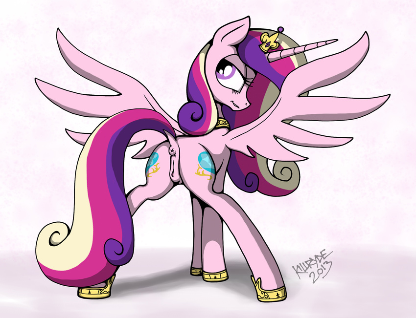 2014 anus bedroom_eyes butt cutie_mark equine female friendship_is_magic fur horn killryde mammal my_little_pony nude pink_fur presenting princess princess_cadance_(mlp) princess_cadence purple_eyes pussy royalty solo spread_legs spreading standing winged_unicorn wings