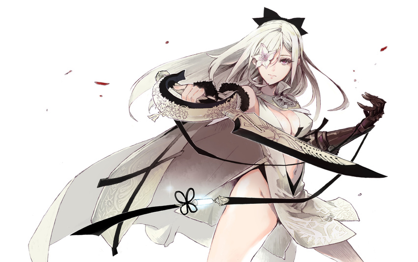 armor cleavage drakengard_3 nopan pubic_hair shizumi_satou square_enix sword zero_(drakengard)