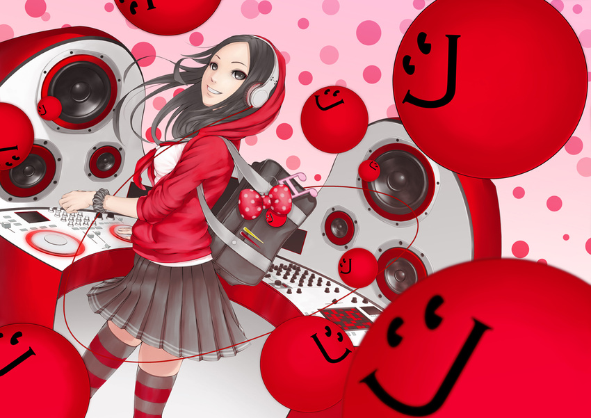 headphones hyp original skirt thighhighs zettai_ryouiki