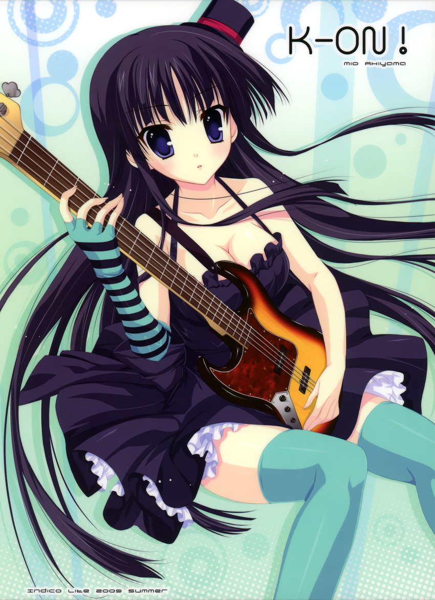 akiyama_mio cleavage dress guitar indico_lite k-on! mitha thighhighs