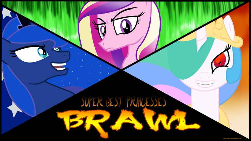 blue_eyes blue_hair crown equine female friendship_is_magic hair horn horse mammal multi-colored_hair my_little_pony pinkanon pony princess_cadance_(mlp) princess_celestia_(mlp) princess_luna_(mlp) purple_eyes super_best_friends_brawl tiara two_best_friends_play two_best_sisters_play two_tone_hair