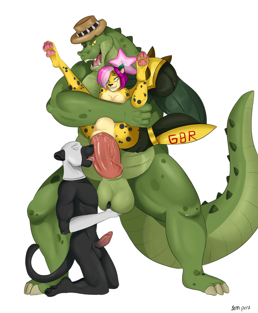 2024 3_toes 4_toes 5_fingers abdominal_bulge alligator alligatorid andre_hugh anthro anthro_on_anthro anthro_penetrated anthro_penetrating anthro_penetrating_anthro balls black_body black_fur black_nose black_spots breasts butt cheetah claws clothing crocodilian erection fangs feet felid feline female fingerless_gloves fingers fur genitals gloves group hair handwear hat hat_only headgear headgear_only headwear headwear_only hi_res hindpaw humanoid_hands joe_black_(timeless) kneeling larger_male licking male male/female male/male mammal mask mostly_nude multicolored_hair muscular muscular_anthro muscular_male nude open_mouth open_smile oral pantherine pawpads paws penetration penile penile_penetration penis penis_in_pussy penis_lick pink_hair purple_hair pussy reptile robotic_arm scalie sempers sex signature size_difference smaller_female smaller_penetrated smile spots stand_and_carry_position standing standing_sex teeth timeless toe_claws toes tongue tongue_out tori_starr trio two_tone_hair vaginal vaginal_penetration yellow_body yellow_fur