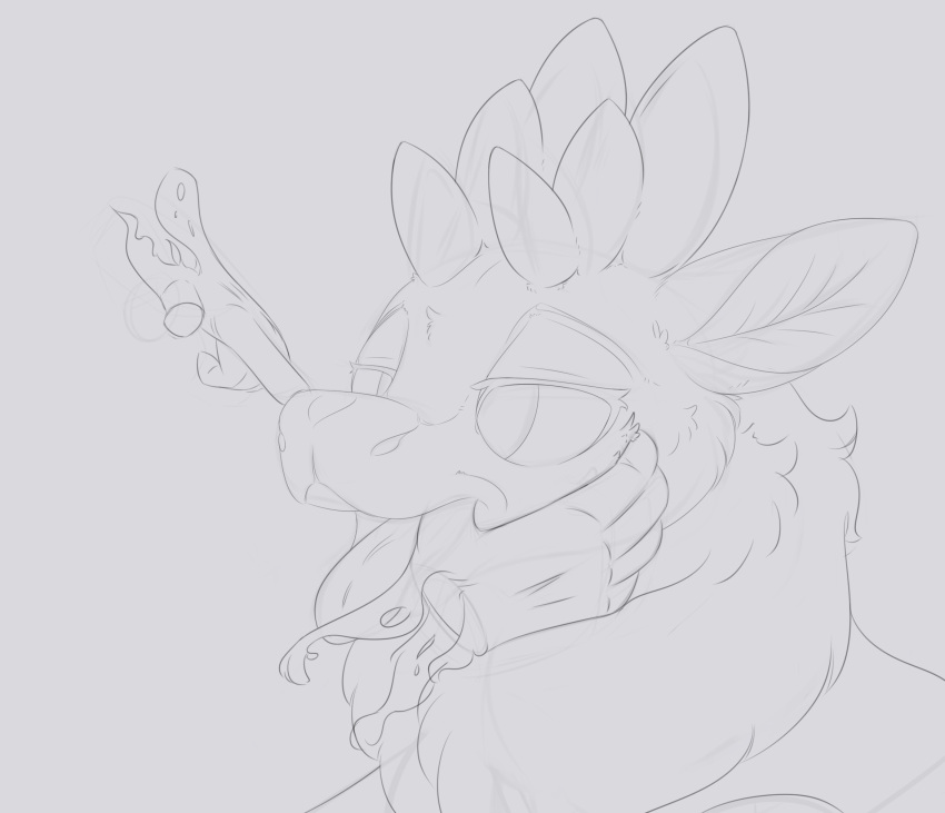 antlers boop deer digital_media_(artwork) disembodied_hand female feral fluffy fluffy_chest ghost_hands hi_res horn line_art mammal monochrome mouth_play new_world_deer nose_boop open_mouth pinky_bestia reindeer solo them's_fightin'_herds tongue tongue_out velvet_reindeer_(tfh)