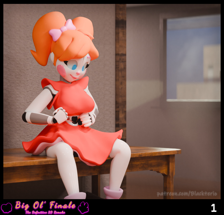 3d_(artwork) blackterio blender_(software) blue_eyes bottomwear circus_baby_(fnaf) clothed clothing digital_media_(artwork) female female/female five_nights_at_freddy's five_nights_at_freddy's:_sister_location fully_clothed hair hi_res humanoid not_furry orange_hair red_bottomwear red_clothing red_skirt red_topwear scottgames sister_location skirt solo topwear white_body