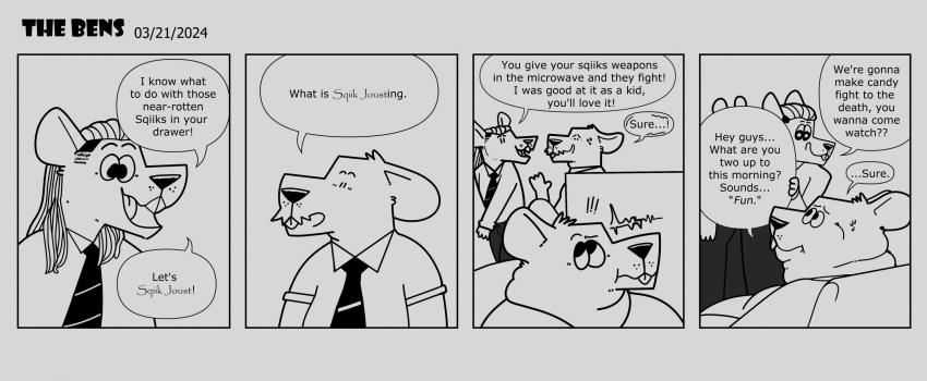2024 anthro barnem biped clothing comic dialogue english_text group hi_res male mammal murid murine necktie open_mouth overweight overweight_male rat rodent shirt smile text topwear