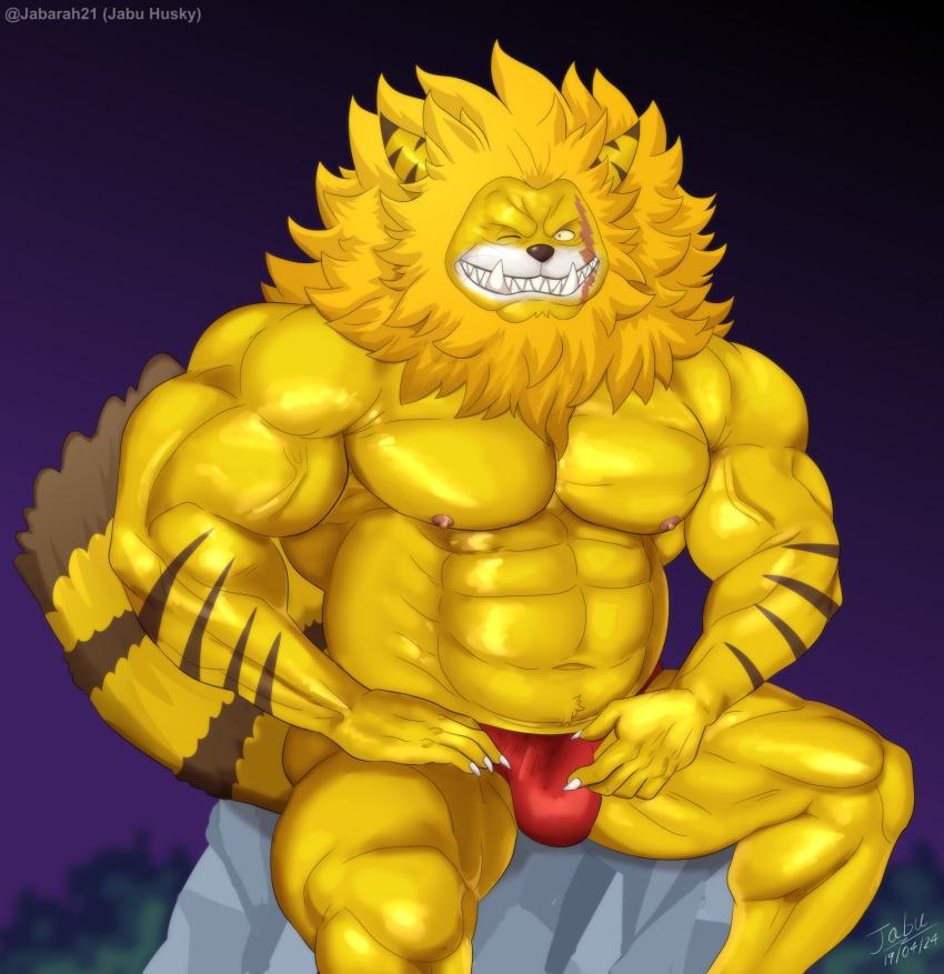 abs animal_humanoid biceps bulge cat_humanoid felid felid_humanoid feline feline_humanoid fur hi_res humanoid jabuhusky male mammal mammal_humanoid muscular muscular_humanoid muscular_male nekomamushi nipples one_piece pecs solo tail vein veiny_muscles