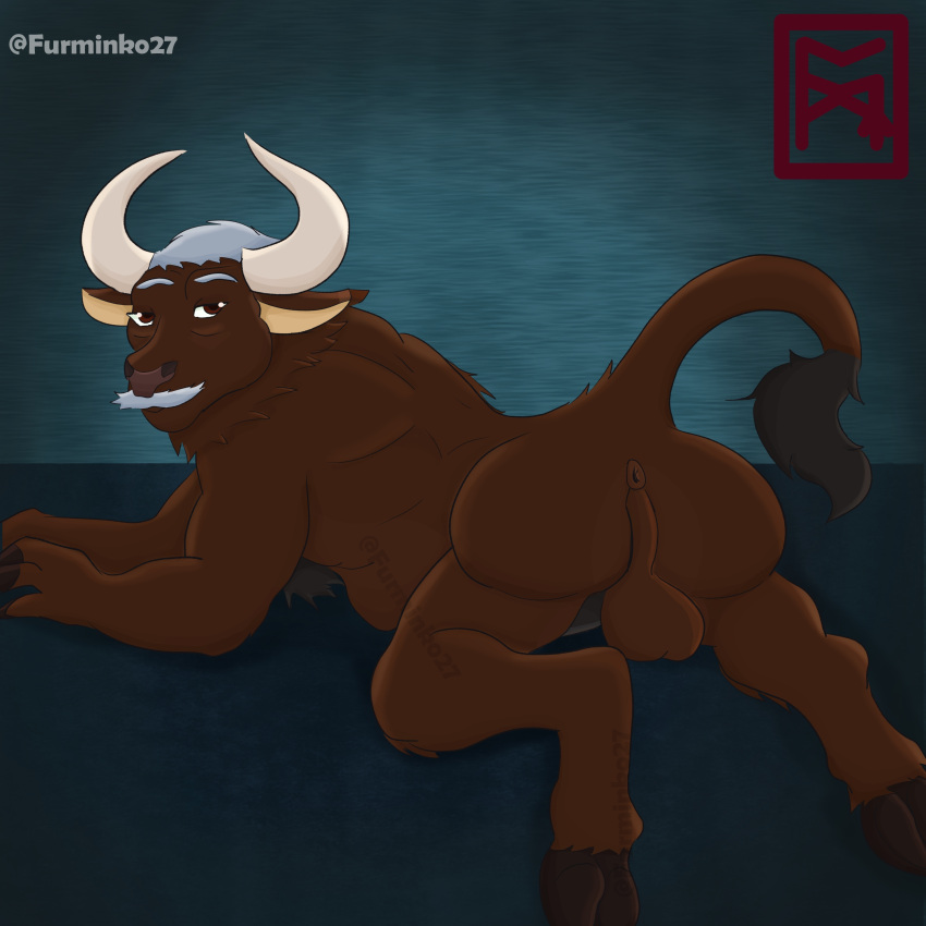 absurd_res age_difference anthro butt furminko27 hi_res lying male older_male on_back semi-anthro sitting solo transformation transformation_sequence