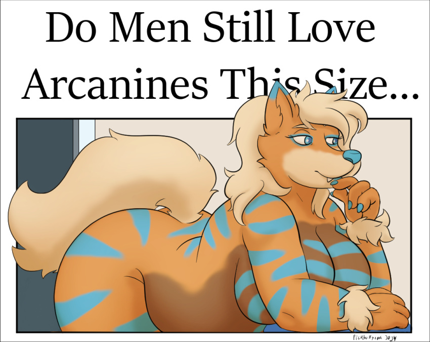 anthro arcanine breasts butt casual_nudity curvy_figure do_men_still_love_women_this_size female generation_1_pokemon maya_henderson meme nintendo nude pickles-hyena pokemon pokemon_(species) solo