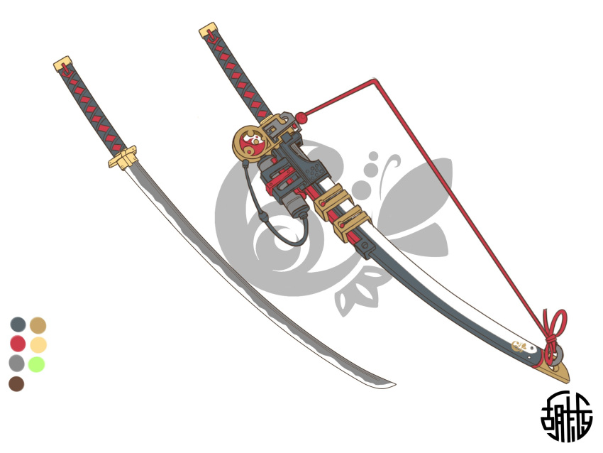 color_guide highres katana kuro_kosyou no_humans original sheath sheathed sword weapon weapon_focus white_background