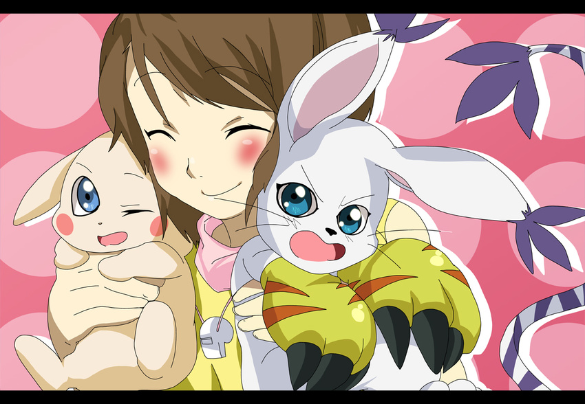 1girl digimon digimon_adventure plotmon tailmon yagami_hikari