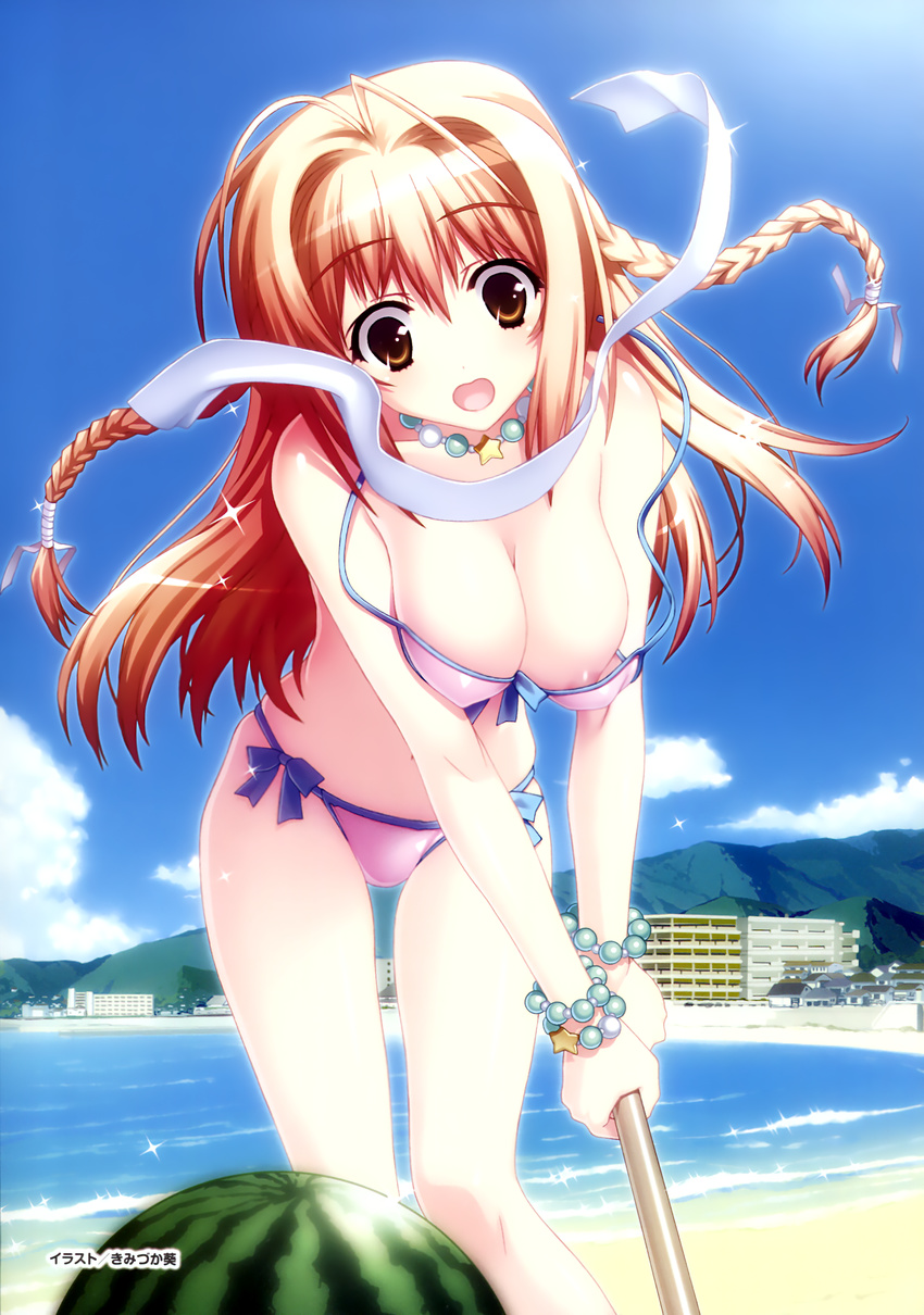 areola bikini cleavage haikuo-soft hitonatsuno kimizuka_aoi momotani_chiharu swimsuits wardrobe_malfunction