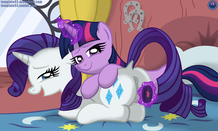 absurd_res bed blue_eyes cutie_mark duo english_text equine female feral friendship_is_magic fur hair hi_res horn insertion inside lesbian lying mammal my_little_pony on_front penetration purple_eyes purple_fur purple_hair rarity_(mlp) sex_toy template93 text twilight_sparkle_(mlp) unicorn vaginal vaginal_insertion vaginal_penetration white_fur