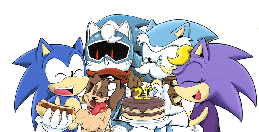 alphacomics anthro archie_comics bernadette_hedgehog blue_eyes blue_hair canie canine charles_the_hedgehog chili_dog dog eyes_closed female gloves green_eyes hair hedgehog hotdot jules_hedgehog machine male mammal mechanical red_eyes robot sega sonic_(series) sonic_the_hedgehog