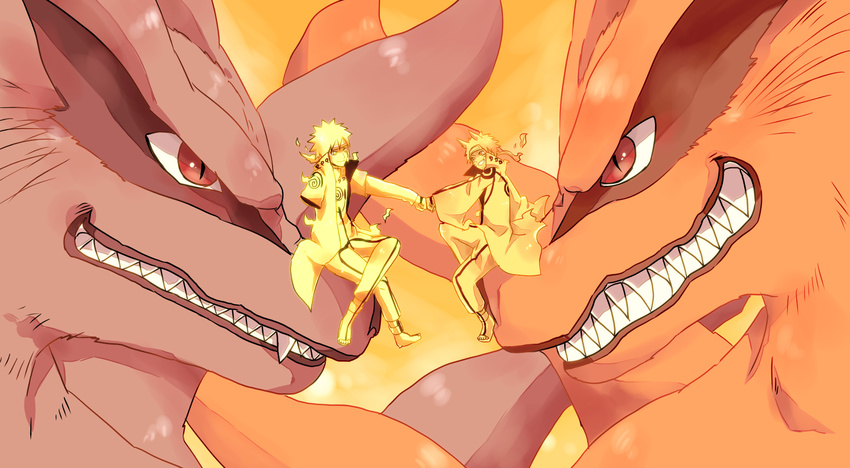 fang kurama_(naruto) male multiple_tails naruto naruto_shippuden o96ap red_eyes uzumaki_naruto