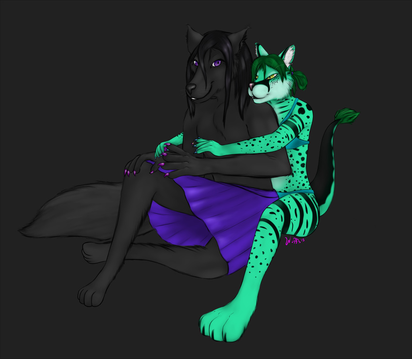 canine cat_dragon catdragon duo female girly male mammal nail_polish scotia skirt underoos wolf wuffie wuffs wuffypie