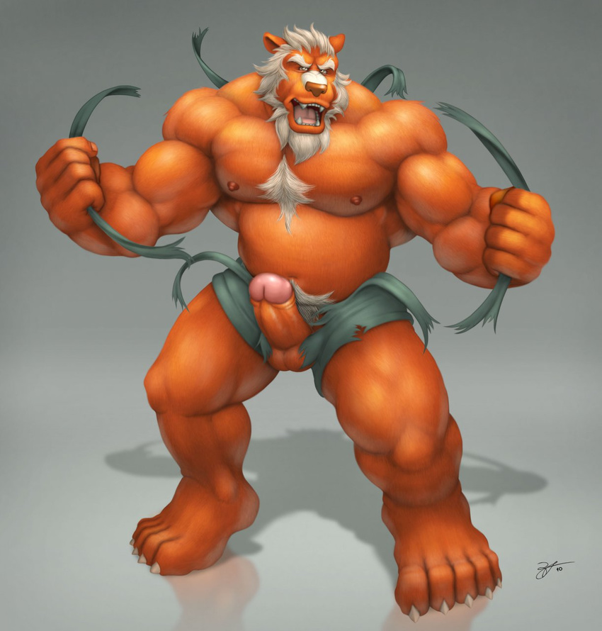 2013 3d anthro balls bear biceps big_muscles big_penis braford brown_fur brown_nose chest_tuft chubby claws clothing erection facial_hair fangs flexing fur grey_eyes grey_hair hair humanoid_penis looking_at_viewer male mammal muscles nipples nude open_mouth pecs penis pose presenting ripped solo standing teeth toe_claws topless torn_clothing tuft uncut werebear white_fur zeid