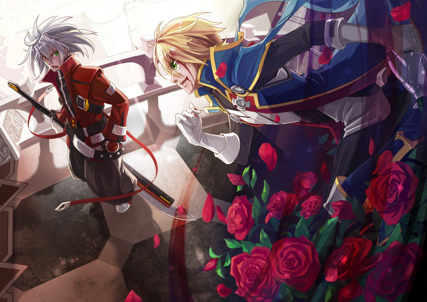 blazblue heterochromia kisaragi_jin male ragna_the_bloodedge selenoring sword