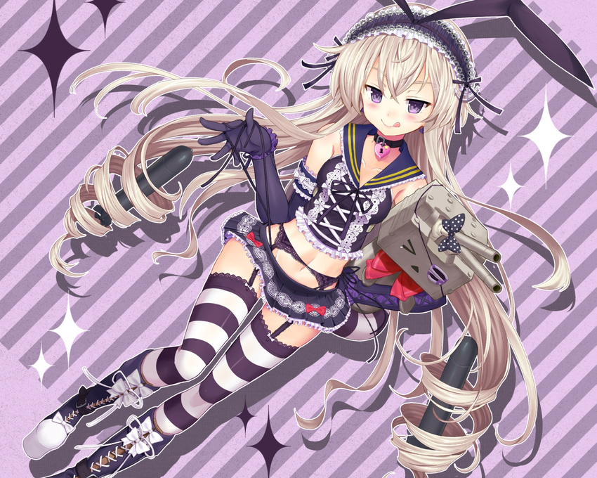 elbow_gloves erokosei garter_belt kantai_collection lolita_fashion long_hair shimakaze_(kancolle) thighhighs