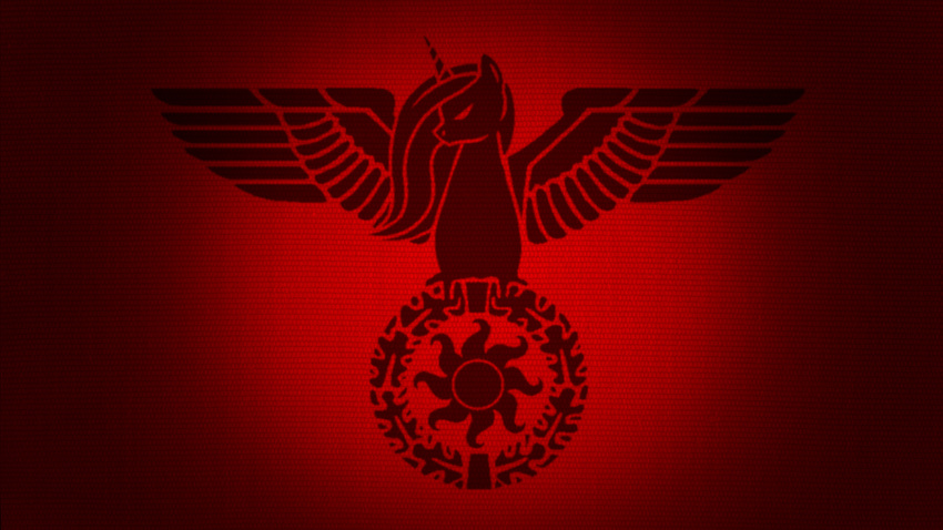 equine female feral friendship_is_magic hair horn horse logo mammal mane my_little_pony nazi plain_background pony red_background solo third_reich unknown_artist wallpaper winged_unicorn wings