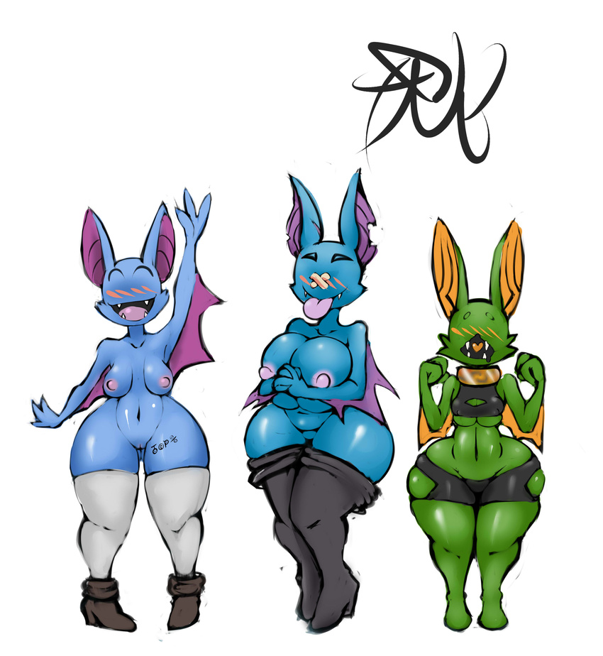 absurd_res anthro bat big_breasts blush breasts female hi_res mammal nintendo nipples no_eyes nude open_mouth pok&#233;mon pok&#233;morph pok&eacute;mon pussy shiny tattoo thick_thighs video_games voluptuous wide_hips wolflance zubat