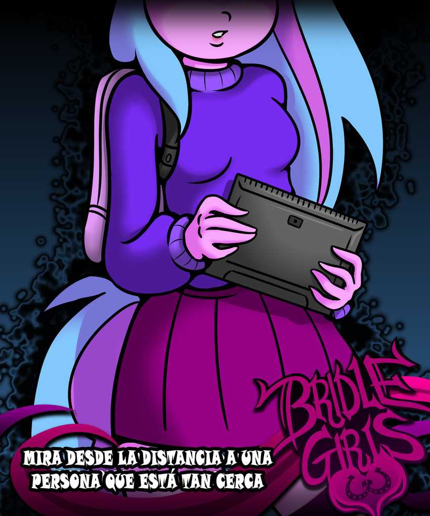 anthro breasts equine female hair horse killryde long_hair lust_from_afar mammal my_little_pony original_character pony spanish_text text two_tone_hair