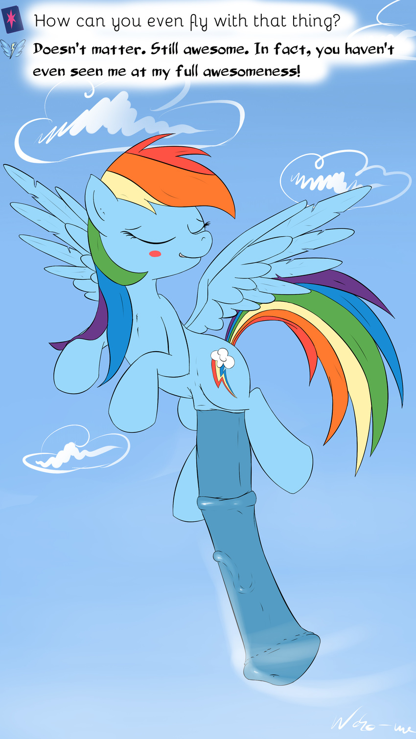 animal_genitalia blue_fur cutie_mark dickgirl equine eyes_closed feral friendship_is_magic fur hair horse horsecock hyper hyper_penis intersex mammal multi-colored_hair my_little_pony neko-me pegasus penis pony rainbow_dash_(mlp) smile solo wings