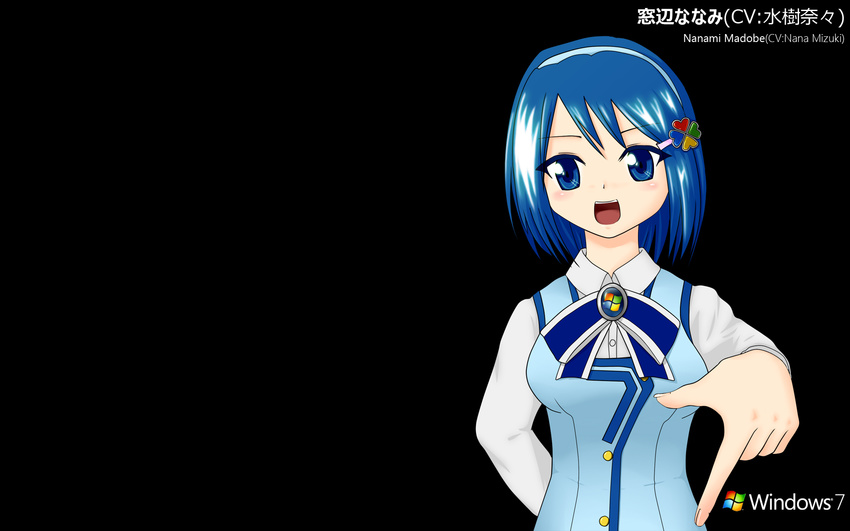 7 black blue_eyes blue_hair bow headband logo madobe_nanami microsoft os-tan short_hair windows