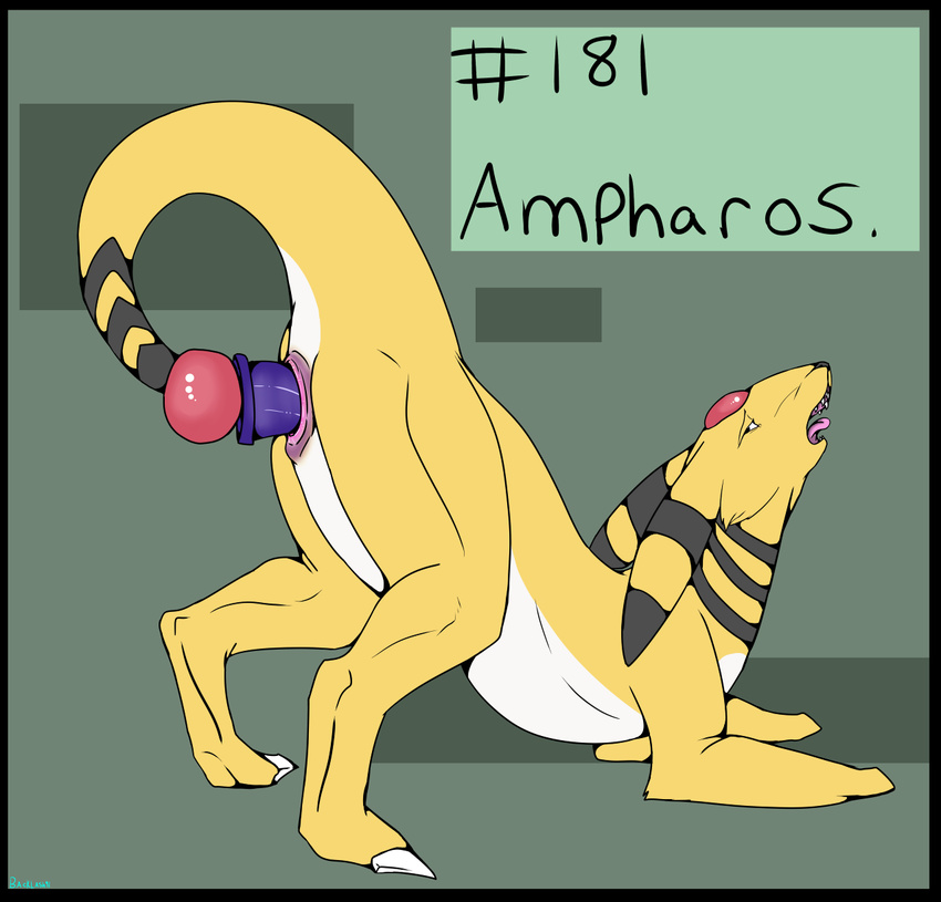 ampharos ass_up backlash91 barefoot black_eyes claws dildo dragon english_text female feral green_background hi_res looking_back masturbation nintendo nude number open_mouth orb penetration plain_background pok&#233;mon pok&eacute;mon pussy reptile scalie self_penetration sex_toy sharp_teeth solo teeth text toe_claws tongue tongue_out toy vaginal vaginal_penetration video_games white_eyes