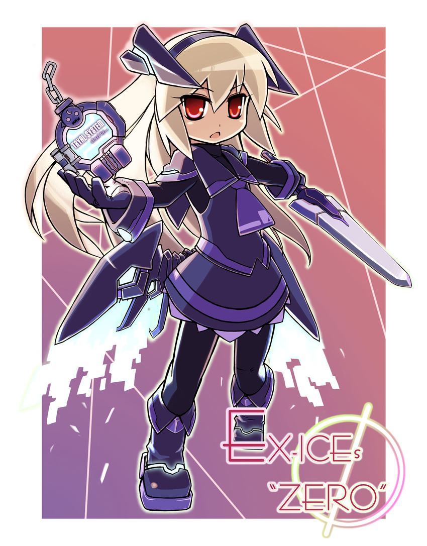 absurdres blonde_hair borrowed_character character_name exice-zero full_body hairband hakoniwa_tsuka highres long_hair looking_at_viewer original pantyhose red_eyes solo sword very_long_hair weapon