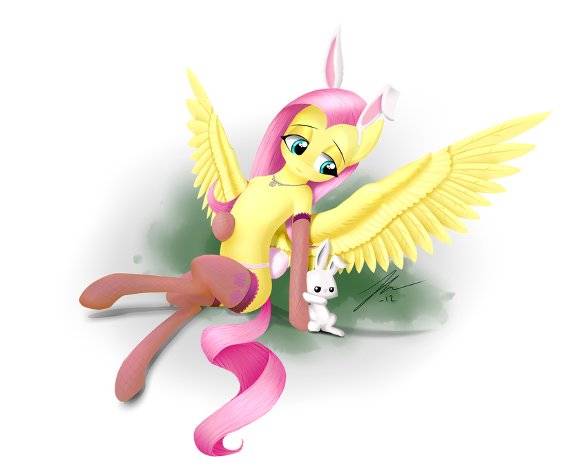 absurd_res alpha_channel angel_(mlp) animal_ears arm_support arm_warmers clothing cutie_mark equine female feral fluttershy_(mlp) friendship_is_magic fur green_eyes hair hi_res horse lagomorph leaning legwear long_hair male mammal my_little_pony necklace panties pegasus pink_hair plain_background pony rabbit rabbit_ears sitting smile stockings transparent_background underwear warmers wings wreky yellow_fur